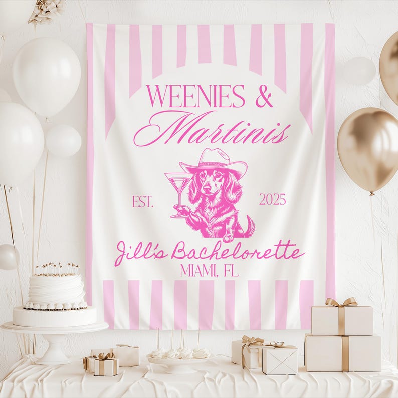 Weenies and Martinis Bachelorette Party Decorations Personalized Bachelorette Banner Weenies and Tinis Backdrop