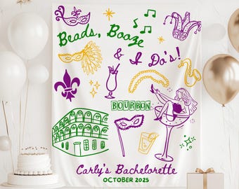 Beads Booze and I Do Banner, New Orleans Bachelorette Decorations, NOLA Bachelorette Backdrop, New Orleans Bachelorette Banner, Mardi Party