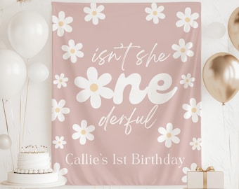 Isn't She Onederful Birthday Decor, Daisy 1st Birthday Backdrop, Onederful 1st Birthday Banner, Personalized 1st Birthday Sign