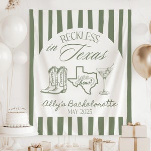 Reckless in Texas bachelorette banner western bachelorette party decorations Austin bachelorette decor cowgirl party sign