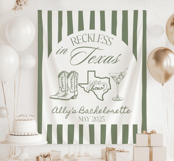 Reckless in Texas Bachelorette, Texas Bachelorette Banner, Austin Bachelorette Decor, Western Bachelorette Sign, Cowgirl Bachelorette Decor