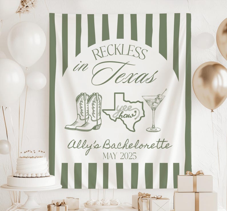 Reckless in Texas bachelorette banner western bachelorette party decorations Austin bachelorette decor cowgirl party sign