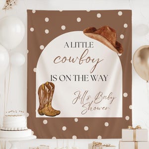Cowboy Baby Shower Decorations, A Little Cowboy is On The Way Backdrop, Western Baby Shower Banner, Rodeo Baby Shower Welcome Sign