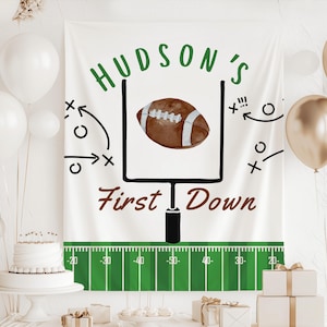 First Down Birthday Sign, First Year Down Birthday Backdrop, Football 1st Birthday Sign, Personalized Football 1st Birthday Banner
