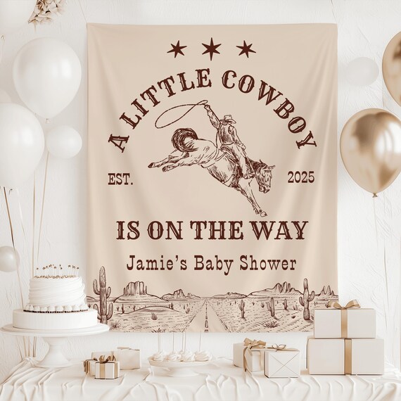 Baby Shower Boy Little Cowboy Modern Western Rodeo Baby Shower ...