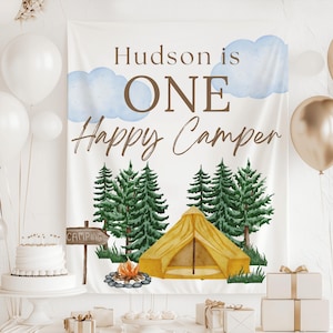 One Happy Camper Birthday Decorations, One Happy Camper Banner, Camp Themed 1st Birthday Backdrop, One Happy Camper Party Decor