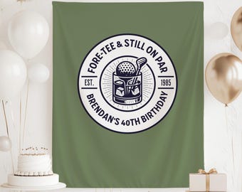 Striscione di compleanno Fore-Tee, cartello Fore-Tee e Still on Par, striscione per il 40° compleanno del golf, decorazioni per la festa del 40° compleanno del golf, decorazioni per il compleanno Fore-Tee
