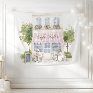 Paris cafe party backdrop French patisserie birthday decor Paris bakery sign Paris theme decorations