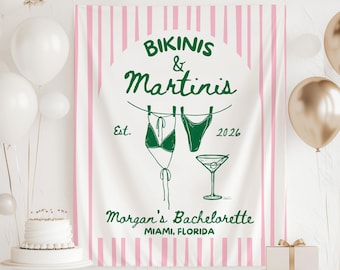 Bikinis and Martinis Bach Banner, Bikinis and Martinis Decor, Martinis and Bikini Decor, Custom Bachelorette Banner, Bach Club Banner