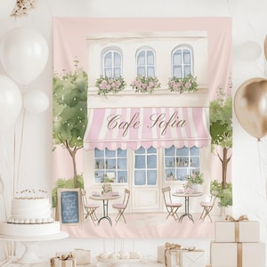 Paris cafe backdrop French bakery party decor Parisian patisserie sign Paris birthday decorations