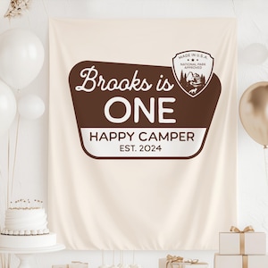 One Happy Camper Birthday Banner, National Park First Birthday Backdrop, Camp 1st Birthday Banner, Wild One Birthday Background