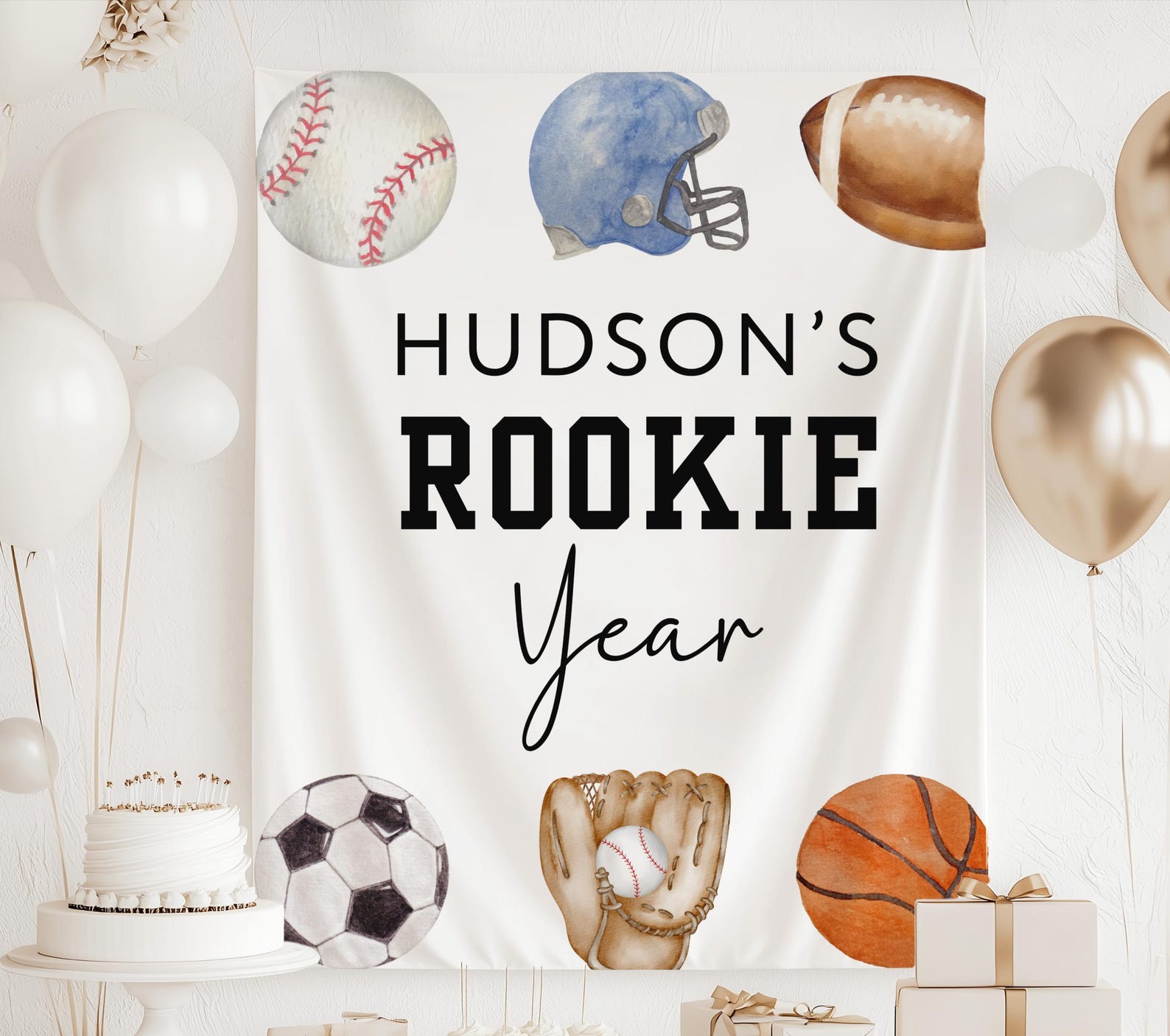 Rookie Year Birthday Banner Sports First Birthday Sign Sports 1st Birthday Party Decor Sports 1 Year Banner Rookie Year 1sr Birthday Decor