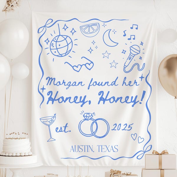 Decoración para despedida de soltera de Mamma Mia, telón de fondo de She Found Her Honey Honey, letrero de despedida de soltera de Mamma Mia, pancarta de despedida de soltera con temática de Mama Mia