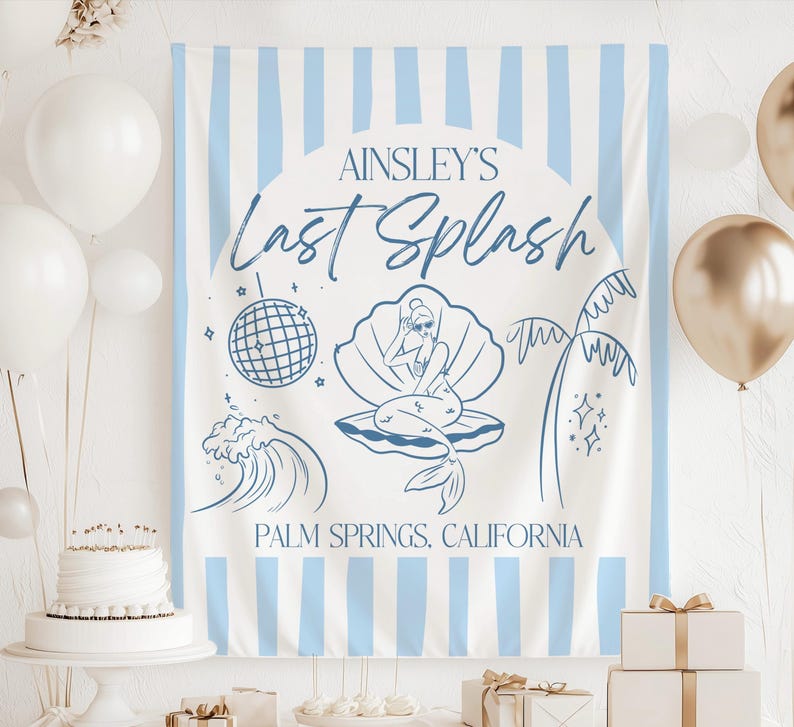 Mermaid Bachelorette Backdrop Beach Themed Party Sign