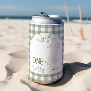 One Silly Goose Party Favors, 1st Birthday Can Coolers, One Silly Goose Can Cooler, Custom 1st Birthday Party Favor, Silly Goose Party Decor