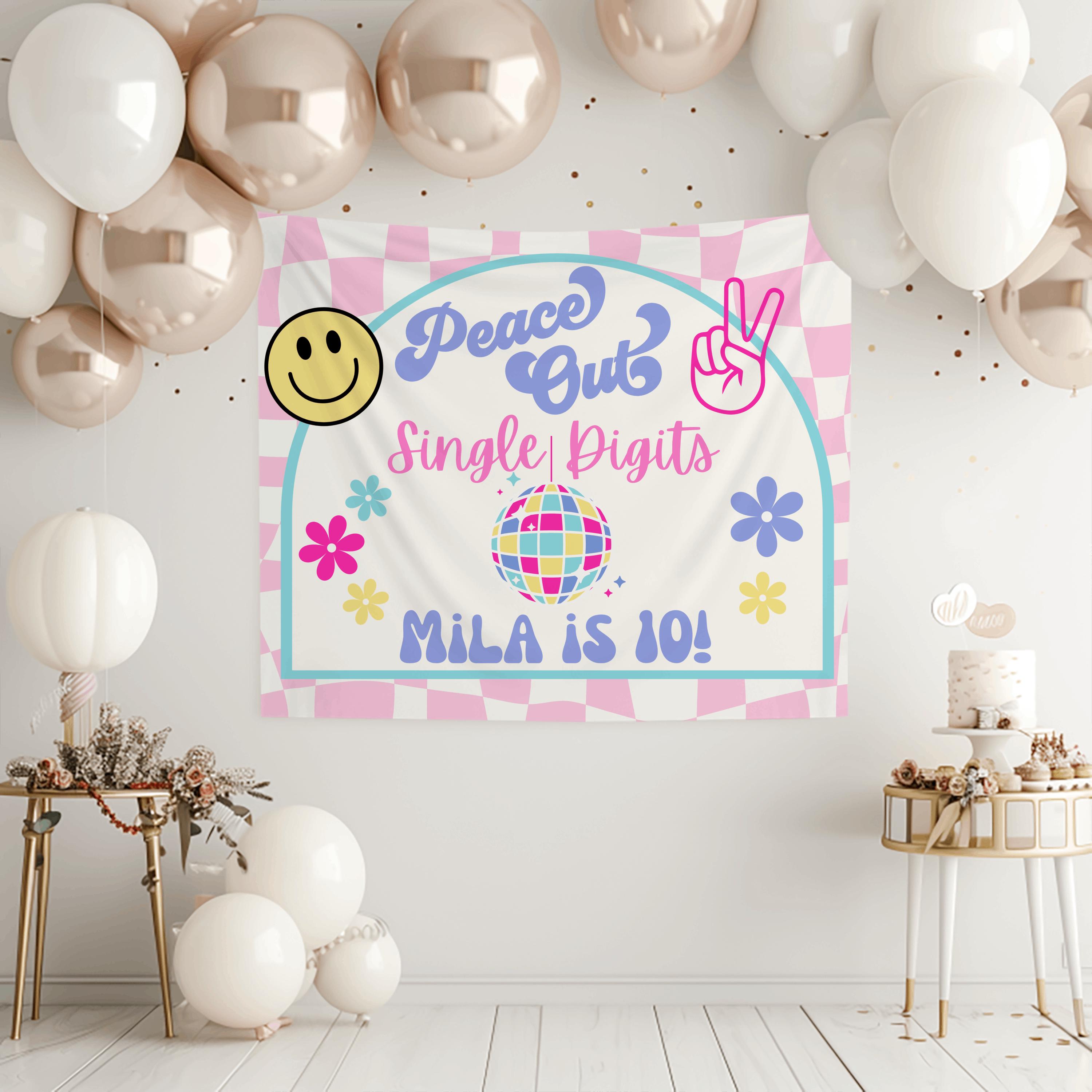 Boho „Peace Out Single Digits“ Deko Zum 10. Geburtstag – Banner & Backdrop