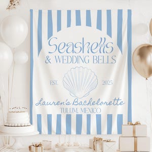 Seashells and Wedding Bells Bachelorette, Seashells and Wedding Bells Banner, Beach Bachelorette Decorations, Coastal Bachelorette Backdrop