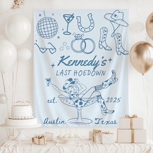 Last Hoedown Party Sign Bachelorette Weekend Decorations Country Western Bach Banner