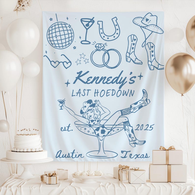 Last Hoedown Party Sign Bachelorette Weekend Decorations Country Western Bach Banner