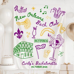 New Orleans Bachelorette Decorations, NOLA Bachelorette Backdrop, New Orleans Banner, Mardi Gras Bachelorette Decorations, Beads Booze I Do