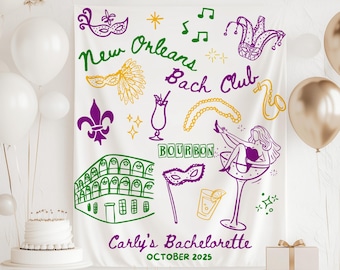 New Orleans Bachelorette Decorations, NOLA Bachelorette Backdrop, New Orleans Banner, Mardi Gras Bachelorette Decorations, Beads Booze I Do
