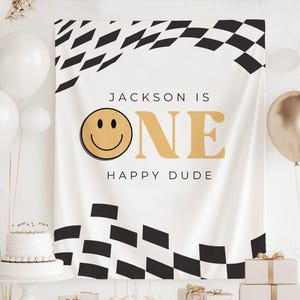 One Happy Dude Banner, One Happy Dude Birthday Decor, One Cool Dude Backdrop, Retro First Birthday Photo Backdrop, One Cool Dude Party Sign