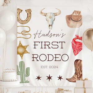 First Rodeo Banner, First Rodeo Backdrop,  First Rodeo Birthday Decor Baby Boy, My First Rodeo Decorations Boy, 1st Rodeo Birthday Boy Sign