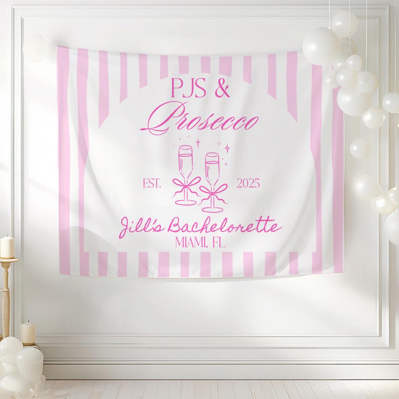 PJs and Prosecco Party Decor Cozy Bachelorette Decorations Girls Night In Banner