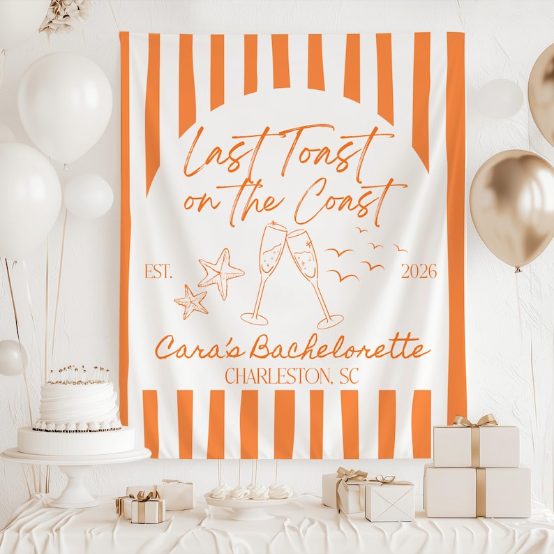Coastal bachelorette backdrop beach theme