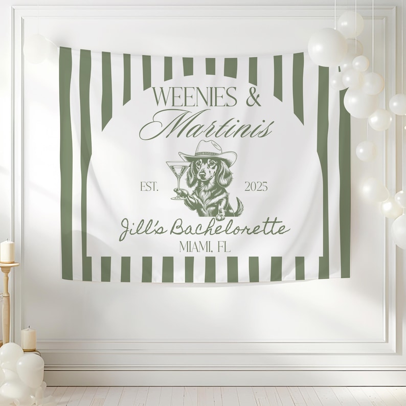 Weenies and Martinis Custom Bachelorette Banner Funny Party Backdrop Personalized Bachelorette Decorations