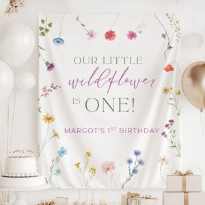 Our Little Wildflower is One Backdrop, Wildflower Birthday Banner, Wildflower 1st Birthday Decorations, Our Little Wildflower is One Decor