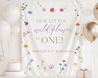 Our Little Wildflower is One Backdrop, Wildflower Birthday Banner, Wildflower 1st Birthday Decorations, Our Little Wildflower is One Decor