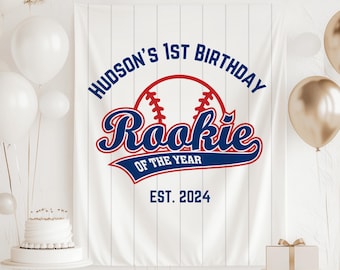 Striscione di compleanno per esordiente dell'anno, cartello sportivo per il primo compleanno, decorazioni sportive per la festa del primo compleanno, striscione per la festa di baseball, primo compleanno per esordiente
