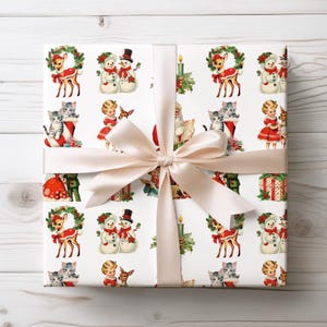 Vintage 1950s Christmas Wrapping Paper, Retro Holiday Gift Wrap, Nostalgic Christmas Wrap for Mom, Classic Holiday Decor, Retro Christmas