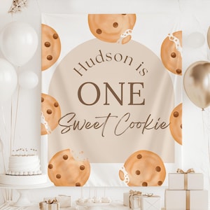 One Sweet Cookie Birthday Decorations, One Sweet Boy Birthday Backdrop, Cookie 1st Birthday Banner, Milk and Cookies 1st Birthday Party