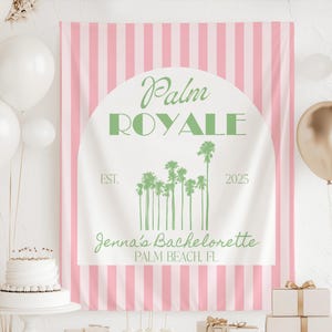 Palm Royale Bachelorette Zeichen, Palm Royale Party Dekor, Palm Beach Bachelorette Dekor, Palm Springs Bachelorette Kulisse, Palmen Bach