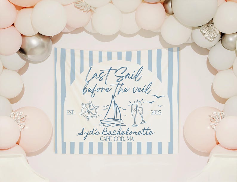 Beach Bachelorette Sign Last Sail Before The Veil Banner