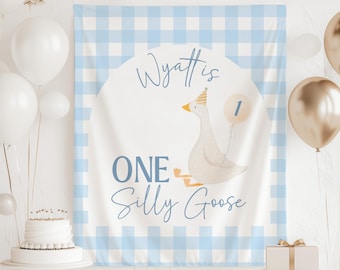 One Silly Goose Birthday Banner, Light Blue One Silly Goose Backdrop, One Silly Goose Sign, Goose 1st Birthday Decor Custom Silly Goose Sign