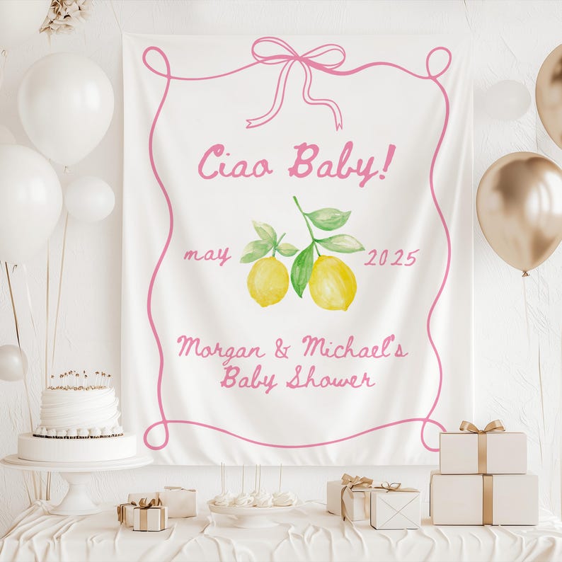 Lemon Baby Shower Banner Personalized Amalfi Coast Theme