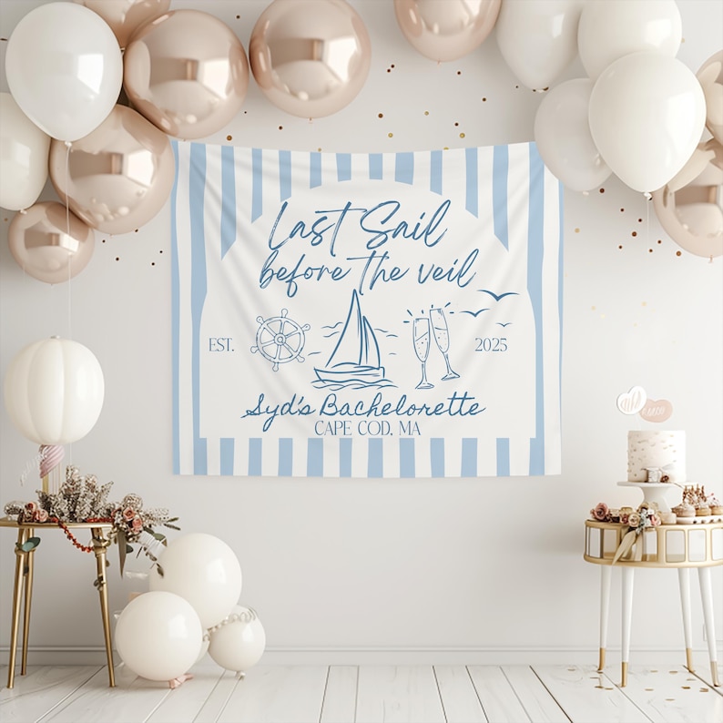 Coastal Bachelorette Backdrop Nautical Party Decorations
