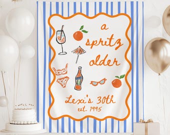 A Spritz Older Banner, A Spritz Older Blue and Orange Banner, A Spritz Older Birthday Decor, Aperol Spritz Decorations, Aperol Spritz Sign