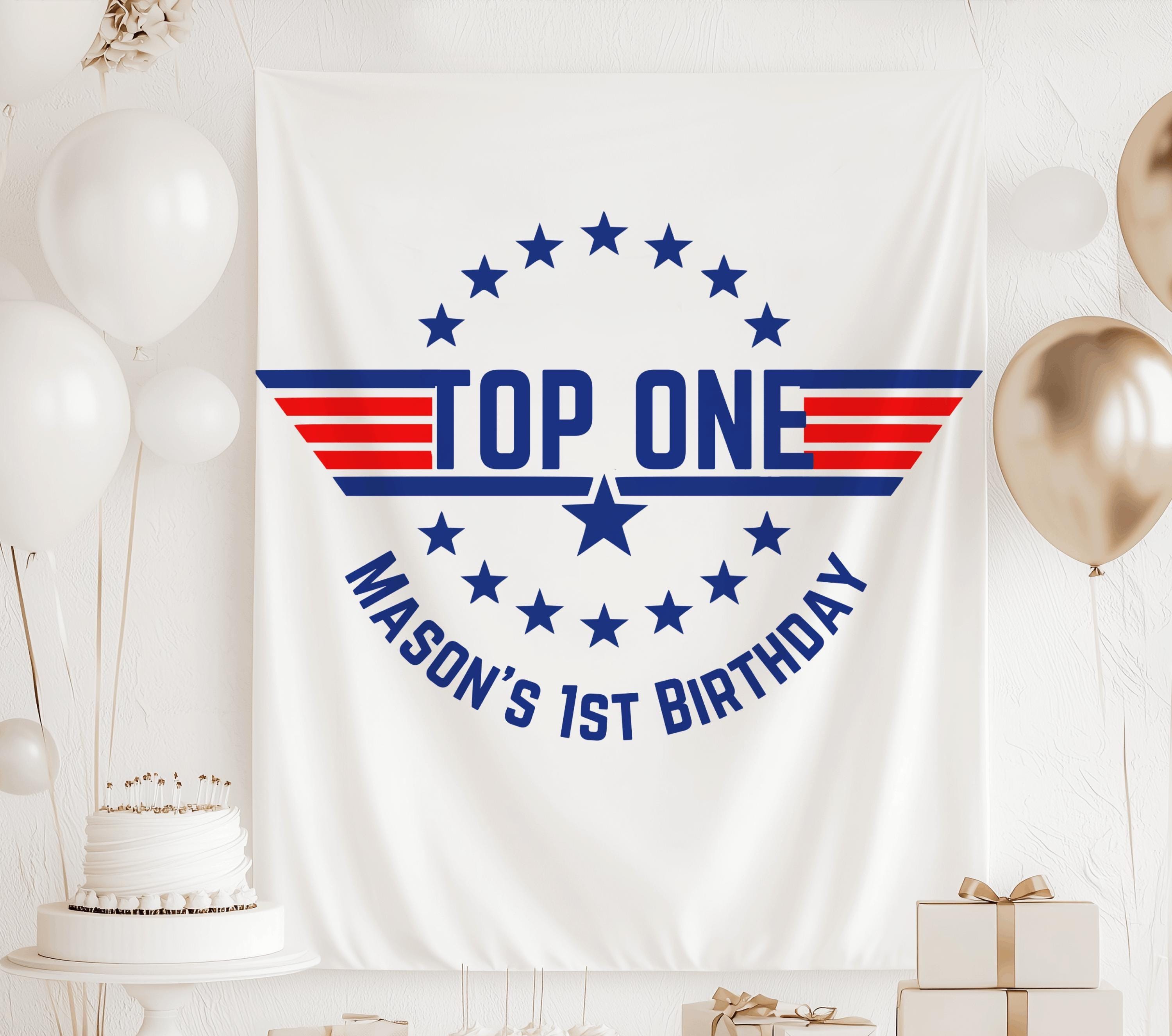 Fighter Pilot 1st Birthday Banner - Blue Red Glitter 'Top One' Rectangular Banner, 3ft X 4ft, DIY String - View #12