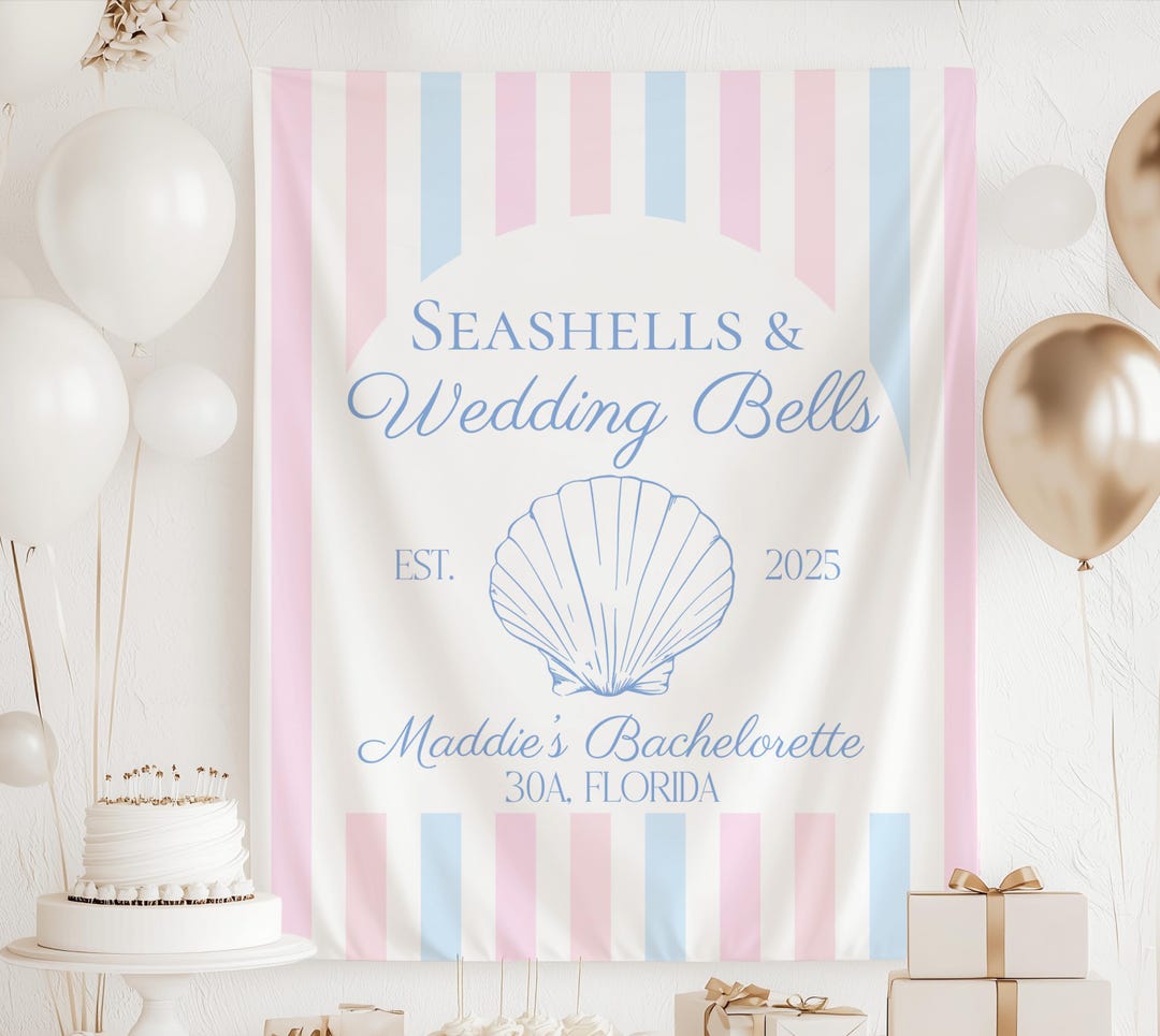 Seashells and Wedding Bells Bachelorette Banner, Pastel Bachelorette ...