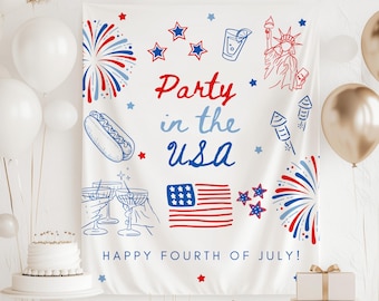 Party in the USA Banner, Fourth of July Banner, 4th of July Decorations, Party in the USA Decorations, Independence Day Sign, Custom Banner
