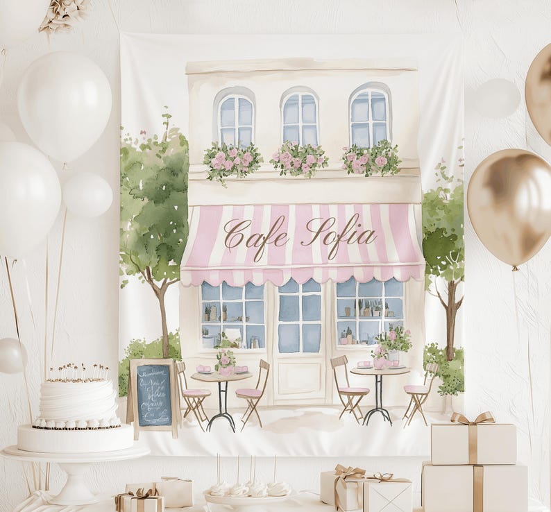 Paris birthday party decorations French cafe backdrop Paris patisserie banner Parisian birthday decor