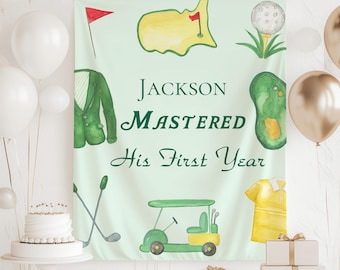 Mastered 1st Birthday Decorations, Mastered Birthday Banner, Golf 1st Birthday Backdrop, Mastered First Year Banner, Golf 1st Birthday Sign