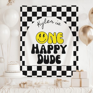 One Happy Dude Birthday Decor, One Happy Dude Backdrop, One Happy Dude Welcome Sign, 1 Year Old Birthday Party Banner, Photo Backdrop