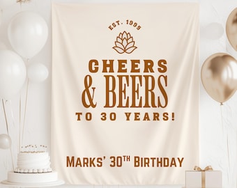 Cheers and Beers to 30 Years Backdrop Cheers and Beers to 30 Years Sign Craft Beer 30th Birthday Banner Beer 30th Theme Decor Beer 30 Banner