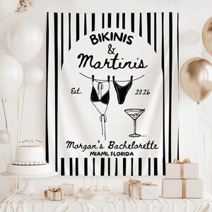 Bikinis und Martinis Bach Banner, Bikinis und Martinis-Dekor, Martinis und Bikini-Dekor, benutzerdefinierte Bachelorette Banner, Bach Club Banner Black
