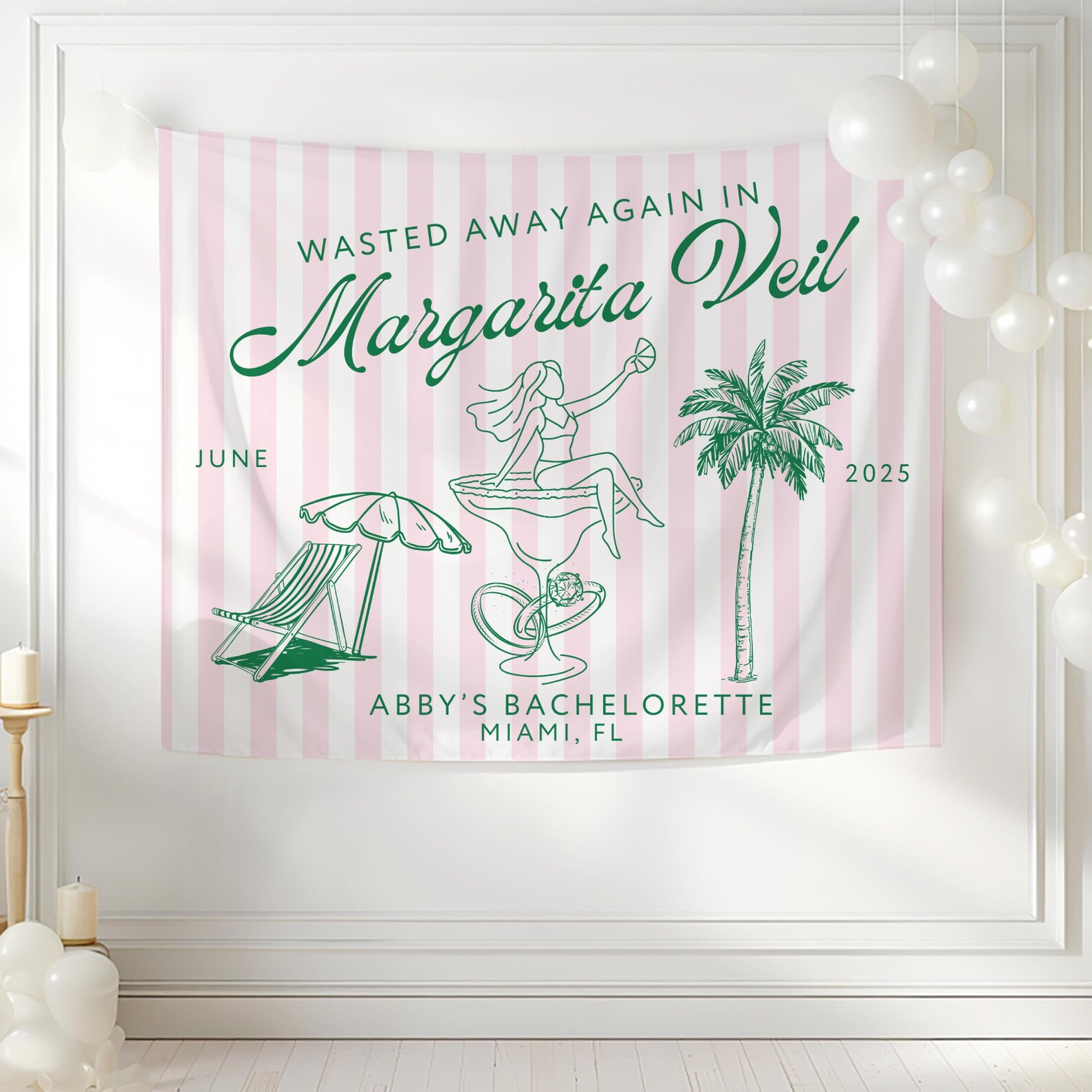 Margarita Veil Bachelorette Banner, Margarita Veil Bachelorette ...